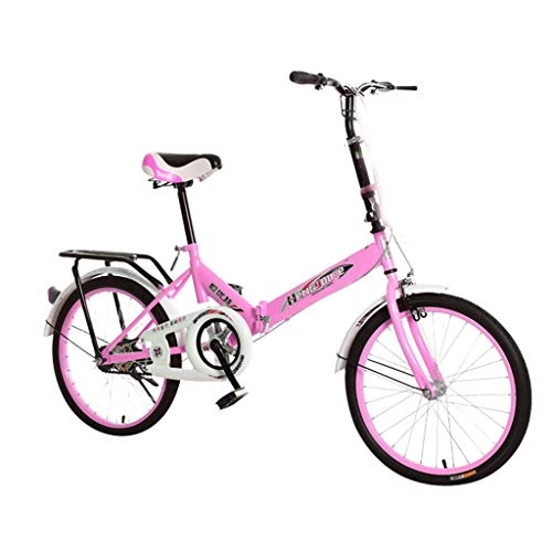 Plegables : Bicicleta de montaña plegable de 20 pulgadas, para adultos, mujeres, hombres, trabajo ligero, de velocidad variable, portátil, para bicicleta, color rosa, tamaño 50, 80 cm