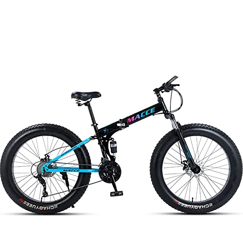 Plegables : Bicicleta de montaña plegable de 26 pulgadas Bicicleta de montaña plegable de 24 velocidades para adultos / hombres / mujeres Bicicleta plegable de 24 con frenos de disco doble (negro)