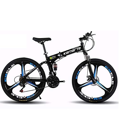 Plegables : Bicicleta De Montaña Plegable De Acero Al Carbono Doble Freno De Disco De Velocidad Variable Estudiante Adulto Bicicleta De Montaña, B, 24 Inch 27 Speed