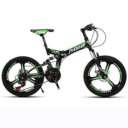 Plegables : Bicicleta de montaña plegable de suspensión completa, rueda de 20 pulgadas, bicicleta de montaña de 21 / 24 velocidades con marco de acero de alto carbono, bicicletas de montaña rígidas para hombre