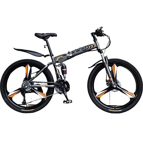 Plegables : Bicicleta de Montaña Plegable para Aventuras: Todoterreno, Montaje rápido, Frenos de Disco Dobles, Doble Efecto de Choque y cojín ergonómico (Orange 26inch)