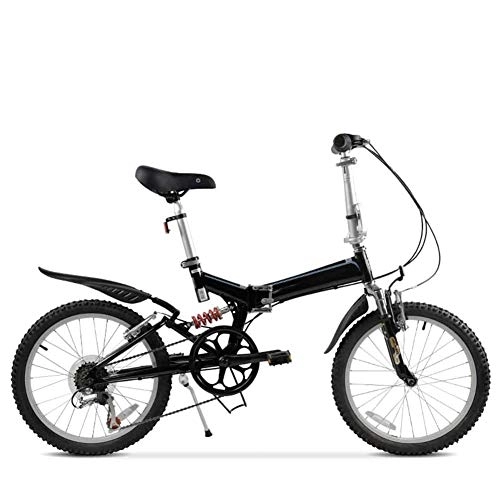Plegables : Bicicleta de montaña Todo Terreno, Plegable 20"Diseño de absorción de Choque Doble Delantero y Trasero Bicicleta de 6 velocidades Marco de Acero de Alto Carbono para Estudiantes Masculinos y Fem