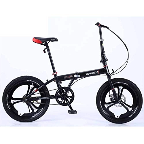 Plegables : Bicicleta de una Sola Velocidad Bicicleta Unisex Bicicleta Doble Disco Freno Marco de Acero al Carbono, Black, 24inches