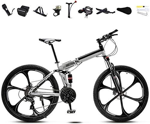 Plegables : Bicicleta MTB de 26 pulgadas unisex plegable de 30 velocidades, bicicleta de montaña, todoterreno, velocidad variable, para hombres y mujeres, freno de disco doble, velocidad A_27