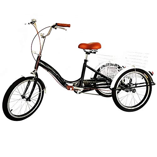 Plegables : Bicicleta para adultos de 3 ruedas de 20 pulgadas con cesta de la compra StableTricycle Trike City Bicicletas para personas mayores deportes al aire libre
