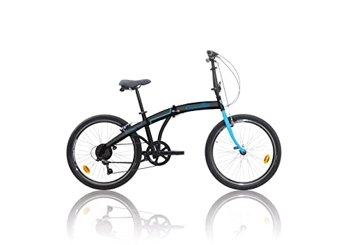 Plegables : Bicicleta para bicicleta con caja plegable de 24 pulgadas, Shimano 6 V, color negro y amarillo (negro - azul)