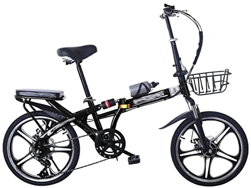 Plegables : Bicicleta Plegable 16 / 20 Pulgadas Bicicleta Plegable De 7 Velocidades Bicicleta Plegable De Acero Al Carbono con Freno De Disco Doble Bicicletas Plegables Bicicleta De Ciudad A, 20 Inches
