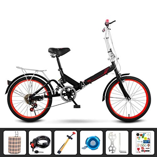 Plegables : Bicicleta plegable 16 pulgadas / 20 pulgadas Mini bicicleta plegable ligera Bicicleta portátil pequeña Ultraligera Bicicleta de bicicleta de velocidad variable de 6 velocidades Adulto Estudiante