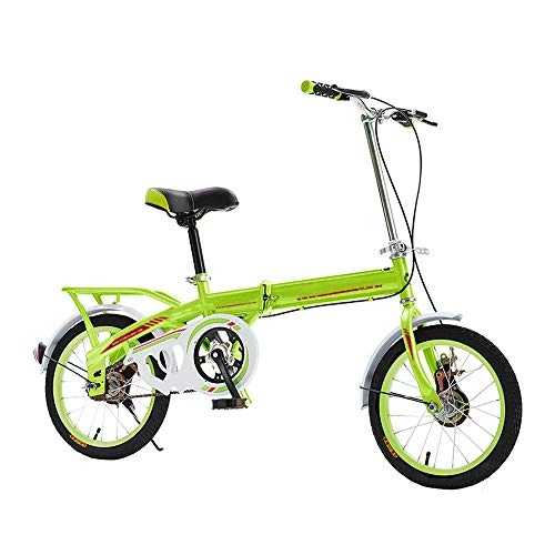 Plegables : Bicicleta Plegable 16 Pulgadas Bicicleta Portátil Unisexo Bicicleta Ligera Plegado Rápido Bicicleta De Viaje Para Estudiantes Adultos De La Ciudad No Se Requiere Ensamblaje, verde, L