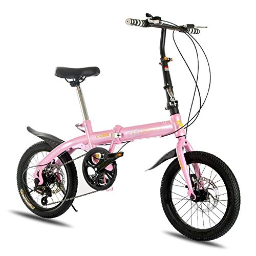 Plegables : Bicicleta Plegable 16 Pulgadas Ligera Mini Bicicleta de Doble Disco de Freno de Velocidad Variable Adulto Estudiante Viaje de Carretera al Aire Libre Mujeres Hombres