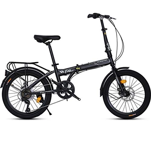 Plegables : Bicicleta plegable 20 pulgadas Adulto de velocidad variable coche bicicleta choque Montaña absorbedor bicicleta de carga 90kg 7 velocidades ( Color : Black , Size : 153*36*110cm )