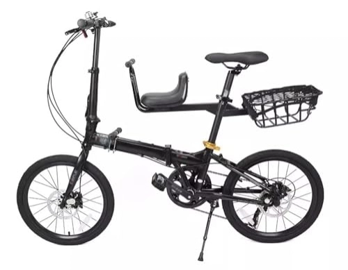 Plegables : Bicicleta Plegable 20 Pulgadas, Bicicleta Plegable Aluminio Ligera 7 Velocidades Con Asiento Para Niños, Cómoda Bicicleta Urbana Ajustable, Marco Aluminio, Bicicleta Viaje Al Aire Libre D, 20inch
