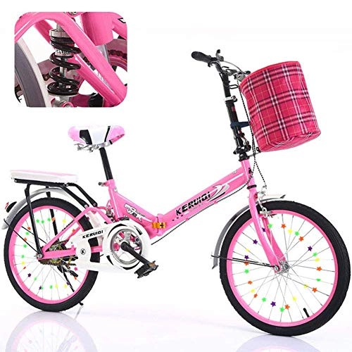 Plegables : Bicicleta plegable, 26 pulgadas, doble freno porttil V Bicicleta plegable con amortiguador Ancianos, hombres y mujeres, estudiantes Bicicleta de choque plegable para adultos Velocidad nica, rosa