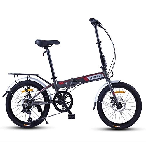 Plegables : Bicicleta plegable, adultos mujeres ligeras de peso plegable bicicletas, 20 pulgadas 7 Velocidad mini motos, marco reforzado del viajero de la bici, marco de aluminio, Orange FDWFN ( Color : Gray )