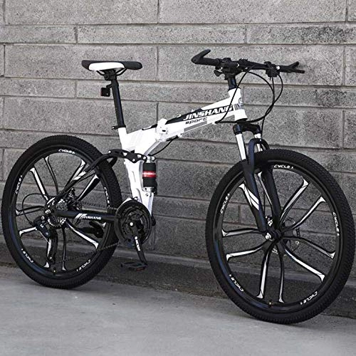 Plegables : Bicicleta plegable Bicicleta de montaña Bicicleta para adultos, Suspensin completa Bicicleta plegable MBT Bicicleta, Marco de acero de alto carbono, Freno de disco de acero, A, 24 inch 21 speed