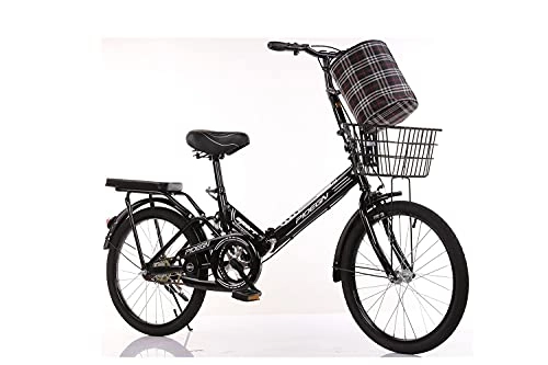 Plegables : Bicicleta Plegable Bicicleta de Mujer de 20 Pulgadas Bicicleta Ligera y portátil sin instalación con Cesta de Carga de 120 kg(Color:Black, Size:Air Transport)