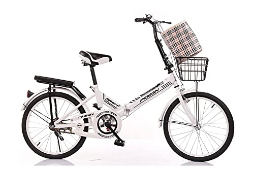 Plegables : Bicicleta Plegable Bicicleta de Mujer de 20 Pulgadas Bicicleta Ligera y portátil sin instalación con Cesta de Carga de 120 kg(Color:White, Size:by Sea)