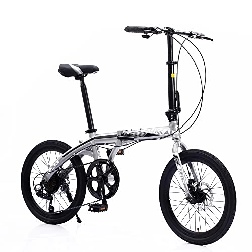 Plegables : Bicicleta plegable, bicicleta plegable con 8 velocidades, ruedas de aluminio 20 pulgadas, bicicleta de ciudad plegable fácil, bicicleta crucero de playa al aire libre, bicicleta compacta portátil