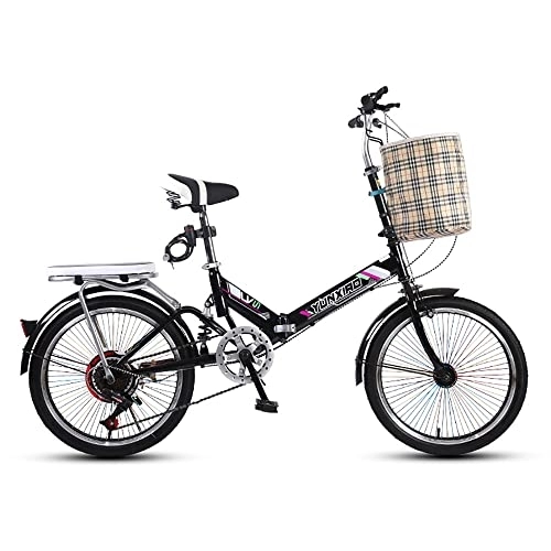 Plegables : Bicicleta Plegable Bikes, Folding Bicicleta Plegable Cuadro Aluminio Ruedas, Bicicleta Retro de Ciudad para Trabajo Ligero con Luces Traseras y Canasta para Automóvil