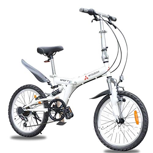 Plegables : Bicicleta plegable Comooc de 20 pulgadas, para adultos, mujeres, velocidad variable, amortiguador plegable para coche, para niños, ultraligera, portátil, color Blanco