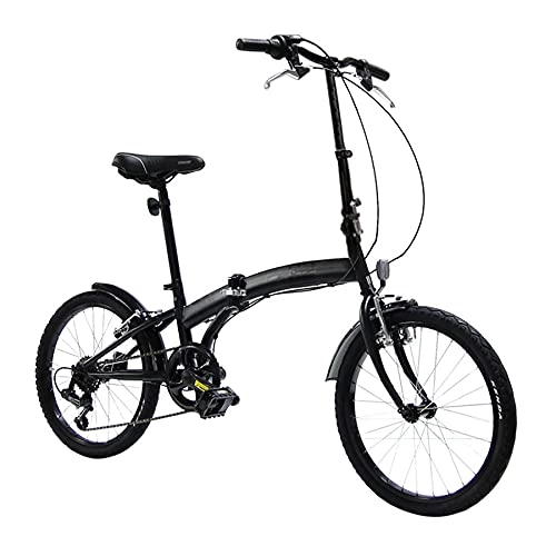 Plegables : Bicicleta plegable con cambio de 6 velocidades, ruedas de 20 pulgadas, negro mate, ligera, ocupa poco espacio
