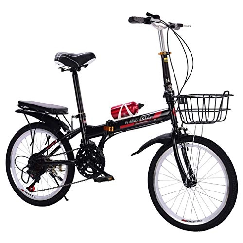 Plegables : Bicicleta Plegable con Pedal De Velocidad, Bicicleta De Aluminio Liviana con Marco 20", Bicicleta De MontañA De 6 Marchas De Velocidad, Bicicleta PequeñA Fin Semana Comunidad PequeñA PortáTil, Black