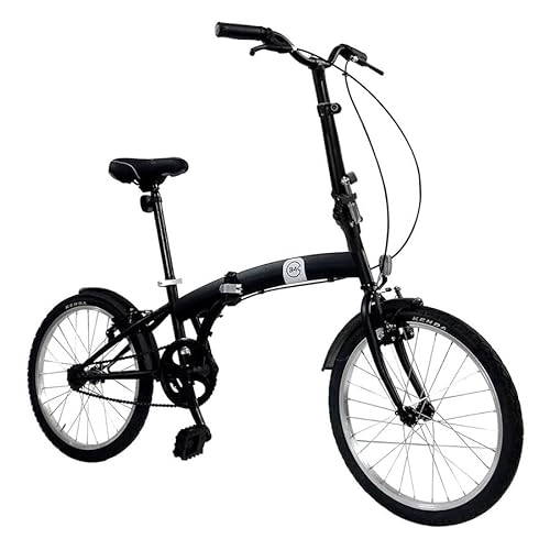 Plegables : Bicicleta plegable con ruedas de 20 pulgadas, color negro mate. Dimensiones cerrada: 65 x 82, 5 x 35 cm.