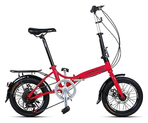 Plegables : Bicicleta plegable de 16 pulgadas, modelos for hombres y mujeres, bicicleta plegable ligera, bicicleta for adultos, Mini coche de velocidad, bicicleta plegable con freno de disco doble ( Color : Orang