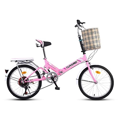 Plegables : Bicicleta plegable de 20 / 22 pulgadas, marco de acero plegable para bicicleta, bicicleta deportiva para exteriores con cesta, suspensión trasera, bicicleta de viaje ligera con guardabarros trasero para