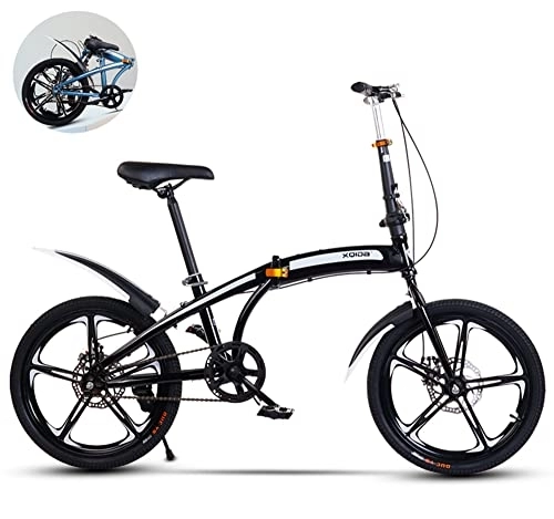 Plegables : Bicicleta Plegable de 20 Pulgadas, 5 Ruedas de Corte Antideslizante Neumáticos Bicicleta Urbana Plegable Frenos de Doble Disco Adecuado para Adultos Mujeres y Adolescentes Foldable Bicycle / Negro