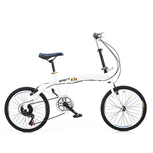Plegables : Bicicleta plegable de 20 pulgadas, 7 marchas, bicicleta plegable, avanzada, con freno de doble V, segura, bicicleta de montaña, camping, sistema de plegado rápido (blanco)