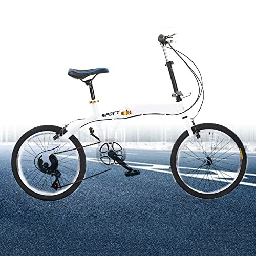 Plegables : Bicicleta plegable de 20 pulgadas – 7 velocidades de montaña plegable – Bicicleta de carrera, bicicleta de carretera, frenos de doble V, color blanco