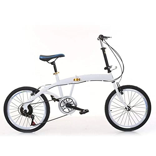 Plegables : Bicicleta plegable de 20 pulgadas, 7 velocidades, freno de doble V, acero al carbono, plegable, 44T, color blanco