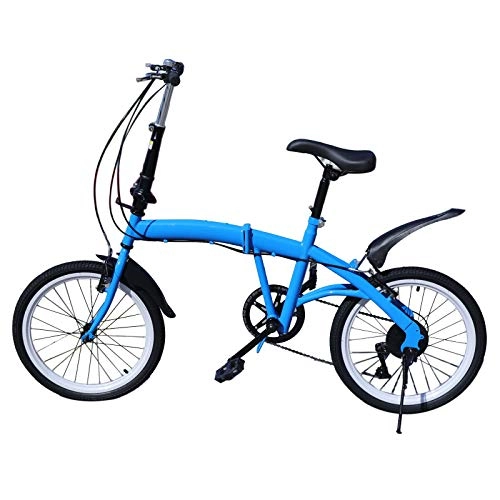 Plegables : Bicicleta plegable de 20 pulgadas, 7 velocidades, freno en V, bicicleta plegable, bicicleta de ciudad, altura regulable, ruedas plegables, color azul