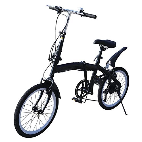 Plegables : Bicicleta plegable de 20 pulgadas, 7 velocidades, unisex, para adultos, jóvenes, capacidad de carga máxima de 90 kg, color negro