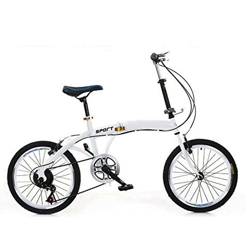 Plegables : Bicicleta plegable de 20 pulgadas, bicicleta plegable para adultos, jóvenes, mujeres y hombres, 7 velocidades, ultraligera, color blanco