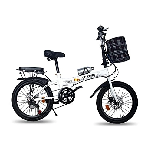Plegables : Bicicleta Plegable de 20 Pulgadas Bicicleta portátil Ultraligera Freno de Disco de Velocidad Variable absorción de Impactos jóvenes Estudiantes Masculinos (Color:White, Size:Air Transport)