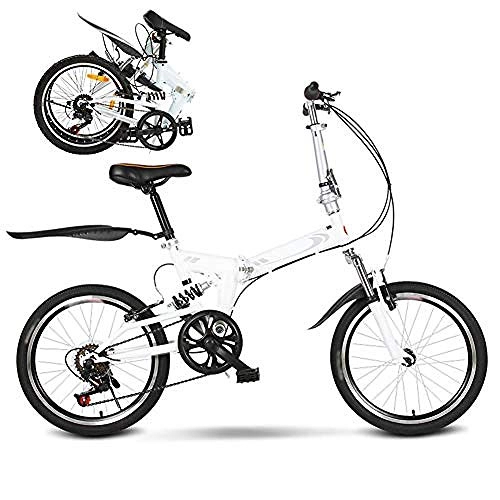 Plegables : Bicicleta plegable de 20 pulgadas de absorción de golpes para niños y jóvenes de montaña Bicicletas unisex ligero Commuter Bike 6 velocidades marco de acero plegable niños bicicleta