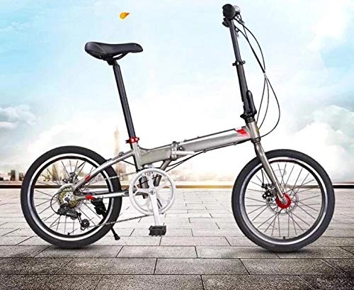Plegables : Bicicleta plegable de 20 pulgadas de aleacin de aluminio de doble disco de freno de bicicleta plegable de peso ligero for deportes al aire libre Ciclismo Trabajar el cuerpo Viaje y los desplazamiento