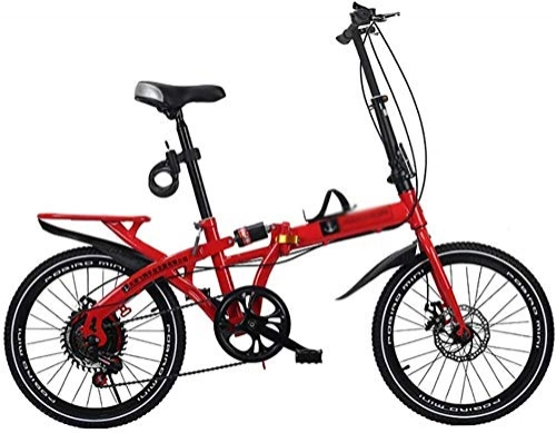 Plegables : Bicicleta plegable de 20 pulgadas de velocidad variable de disco de absorción de choque hombres y mujeres adultos ultra ligero portátil principiante bicicleta plegable ultra ligero bicicleta rojo