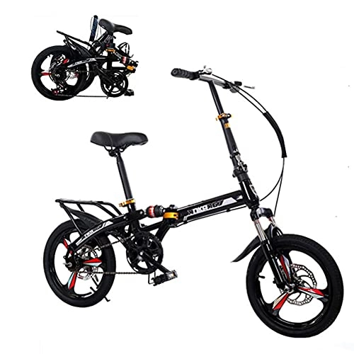 Plegables : Bicicleta plegable de 20 pulgadas, doble amortiguador, 7 velocidades, freno de disco doble, bicicleta urbana, ligera, BMX, bicicleta de montaña (negro)