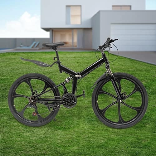 Plegables : Bicicleta plegable de 26 pulgadas para bicicleta de montaña de 21 velocidades MTB bicicleta plegable de radios de acero rico en carbono frenos de doble disco de suspensión completa