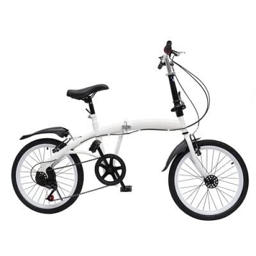 Plegables : Bicicleta plegable de acero al carbono, altura ajustable, con palanca de cambios de 7 velocidades, color blanco, doble freno en V plegable, bicicleta de ciudad, para adultos, freno en V de 20