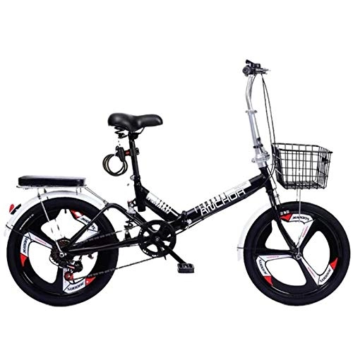 Plegables : Bicicleta plegable de ciudad, hombre, mujer, niño, talla única, se adapta a todos los engranajes de 6 velocidades, sistema plegable, doble freno, luz de tráfico, color negro