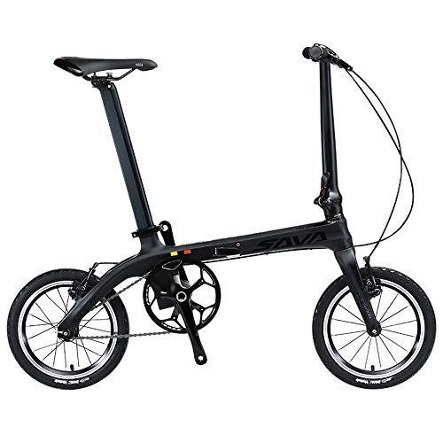Plegables : Bicicleta Plegable de Fibra de Carbono de una Sola Velocidad Hombres y Mujeres Adulto Commuter Car Four Palin Flower Drum 14 Pulgadas