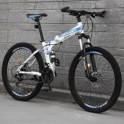 Plegables : Bicicleta plegable de montaña de 26 pulgadas, bicicleta plegable para adultos, suspensión completa, plegable, con doble freno de disco de 21 velocidades, palanca de cambios de bicicleta MTB para