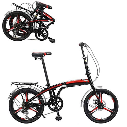 Plegables : Bicicleta plegable de montaña de 7 velocidades de 20 pulgadas con ruedas MTB de doble suspensión, bicicleta plegable ligera A