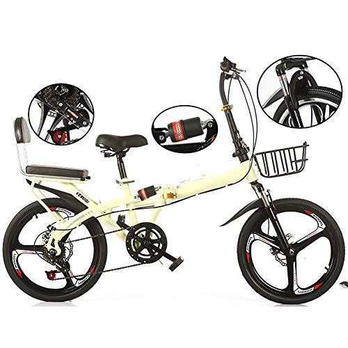 Plegables : Bicicleta plegable de velocidad variable Bicicleta plegable de trabajo portátil ultraligera para mujer ultraligera para estudiantes Niños Hombres Bicicleta con cesta y marco, 16 pulgadas / 20 pulgad