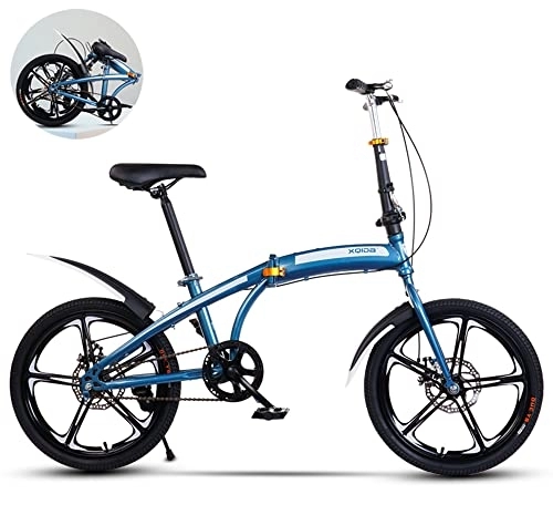 Plegables : Bicicleta Plegable de Velocidad única ​20 Pulgadas, Estructura de Acero con Alto Contenido de Carbono Adecuado para Adultos Adolescentes Estudiante Bicicletas de Ciudad, Envío Desde almacén alemán / Azul