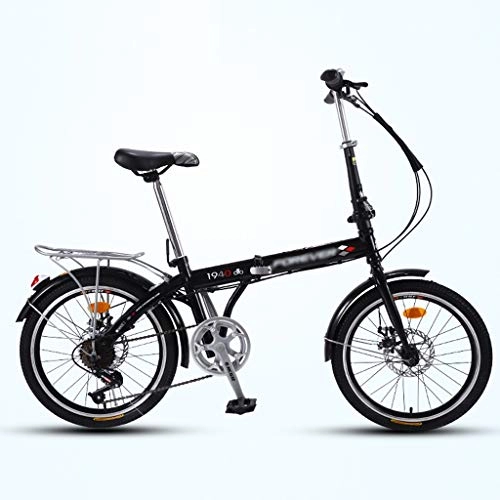 Plegables : Bicicleta Plegable for Adultos Hombres y Mujeres 7 Velocidad Ligera Mini Bicicleta Plegable con Freno de Disco (Negro)